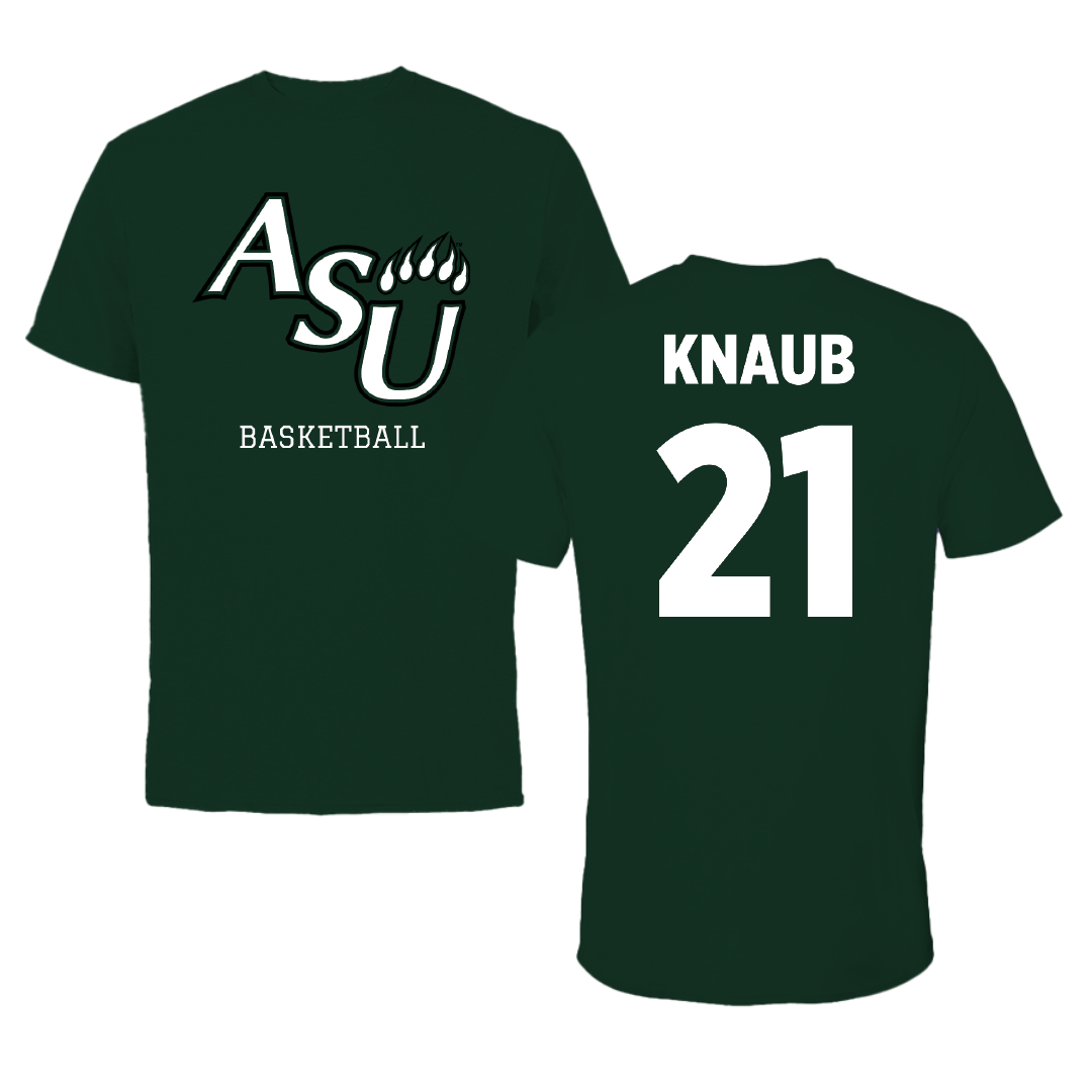 Adams State University Basketball Forest Green Performance Tee - #21 Michael Knaub