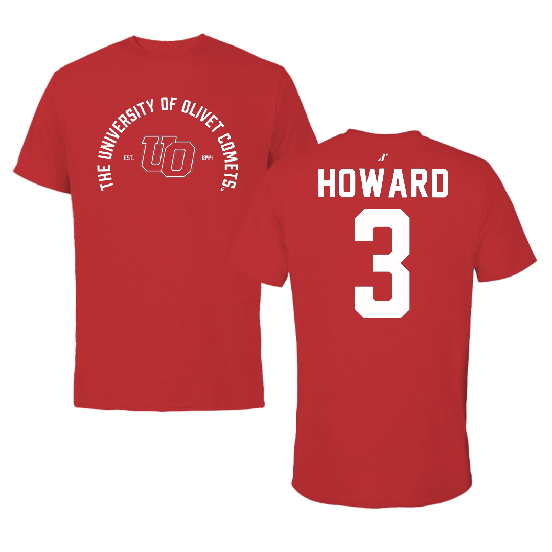 The University of Olivet Basketball Red General Performance Tee - #3 Sam Howard