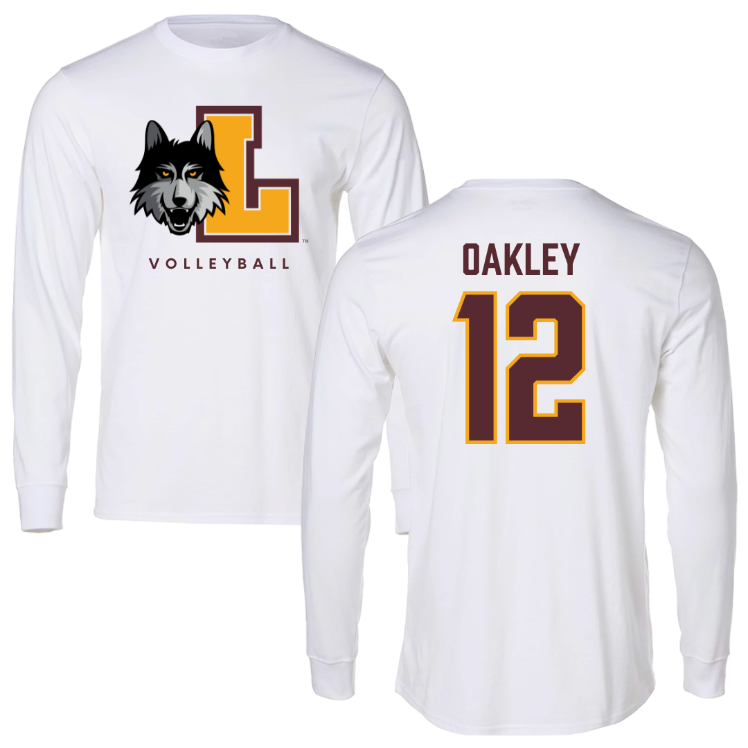 Loyola University-Chicago Volleyball White Mascot Long Sleeve - #12 Matt Oakley