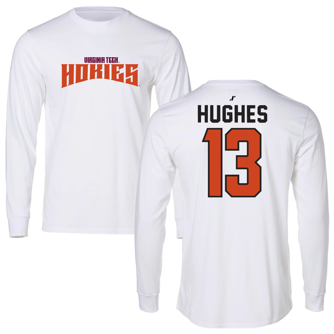 Virginia Tech Baseball White Classic Long Sleeve - #13 Treyson Hughes