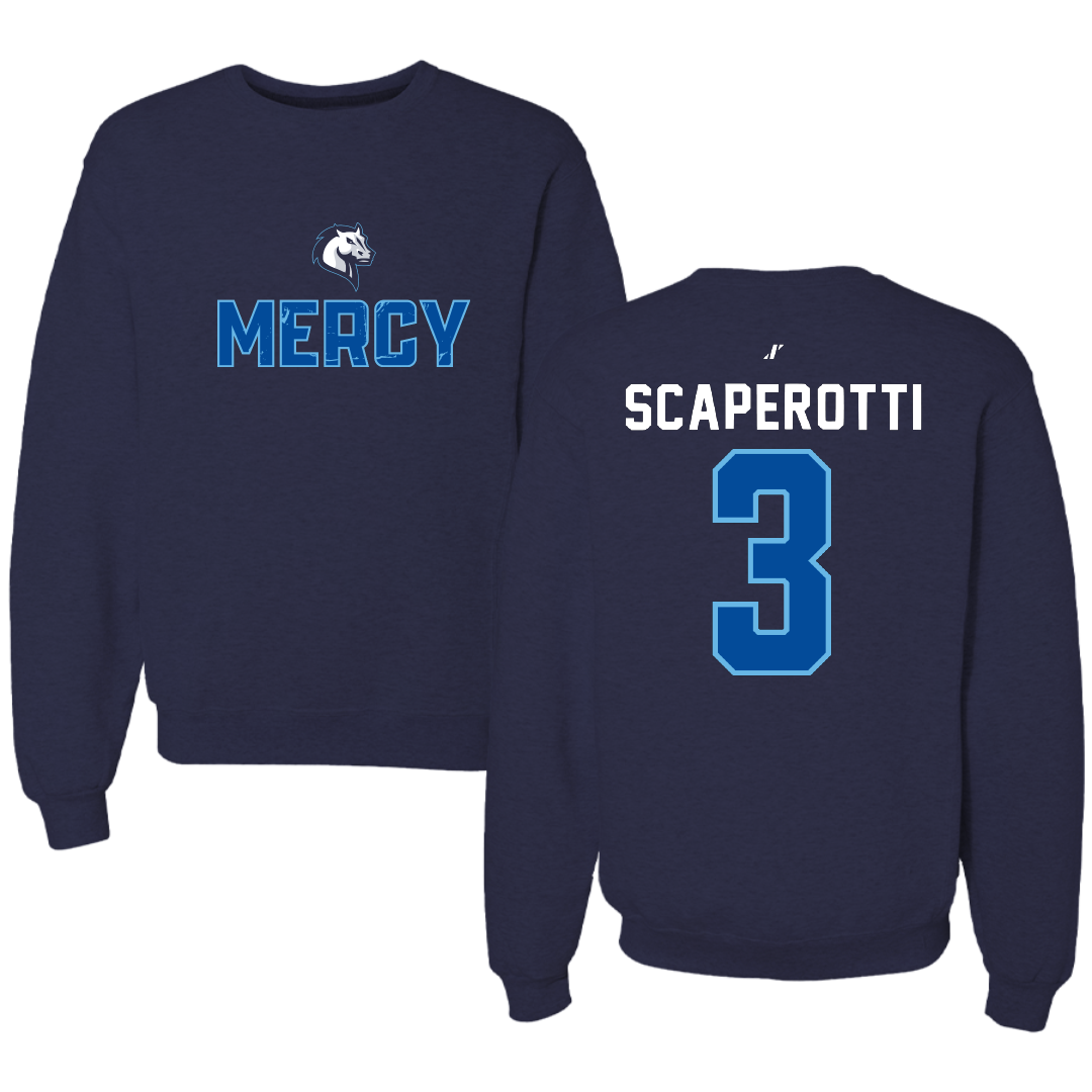 Mercy University Baseball Navy General Crewneck - #3 Nevin Scaperotti