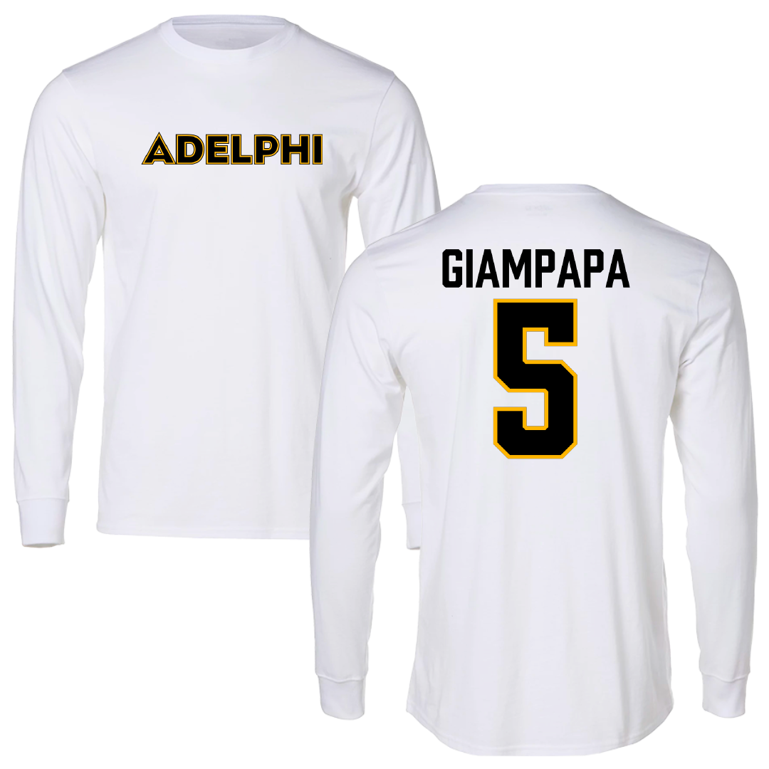 Adelphi University Bowling White Performance Long Sleeve - #5 Giana Giampapa