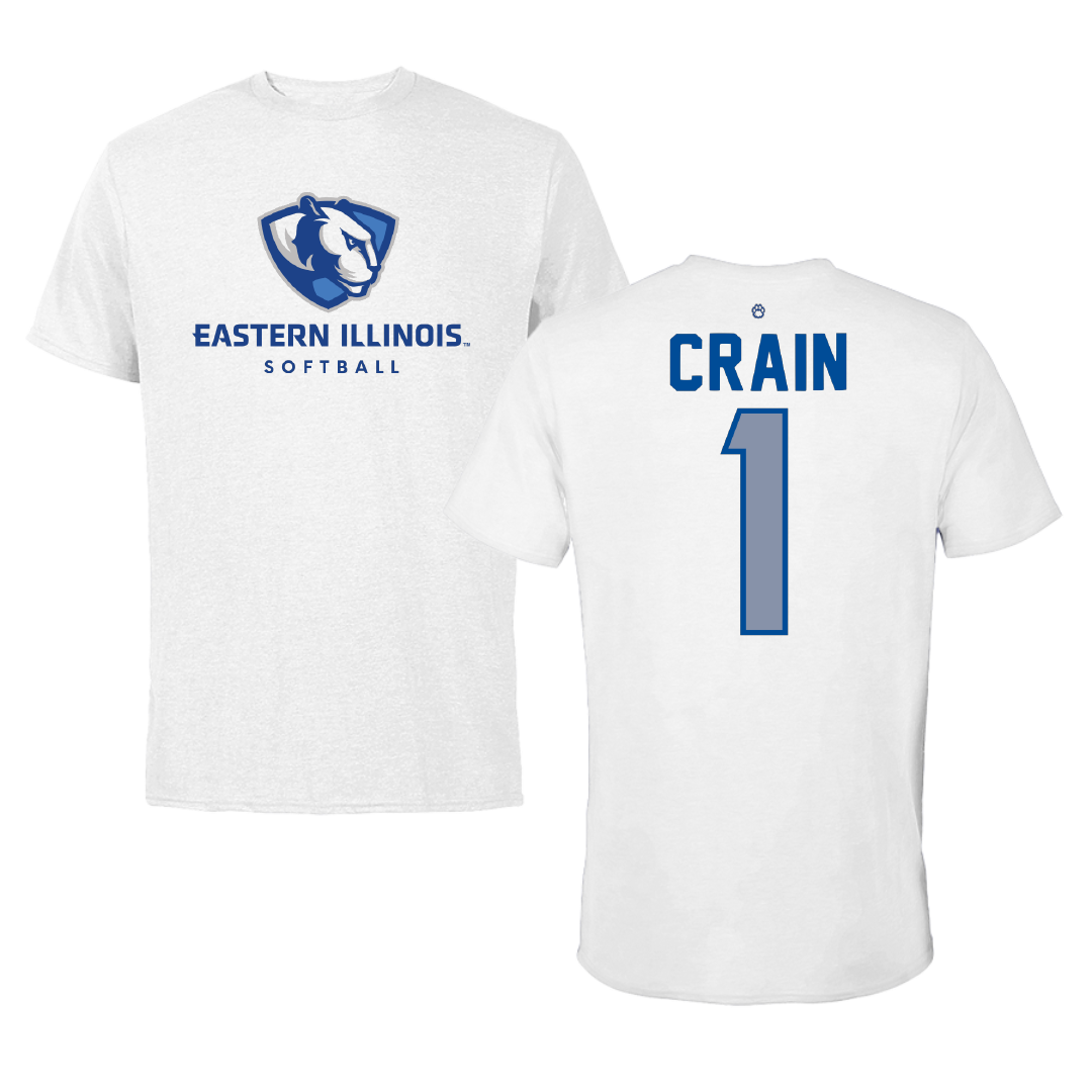 Eastern Illinois University Softball White Performance Tee - #1 Abbey Crain