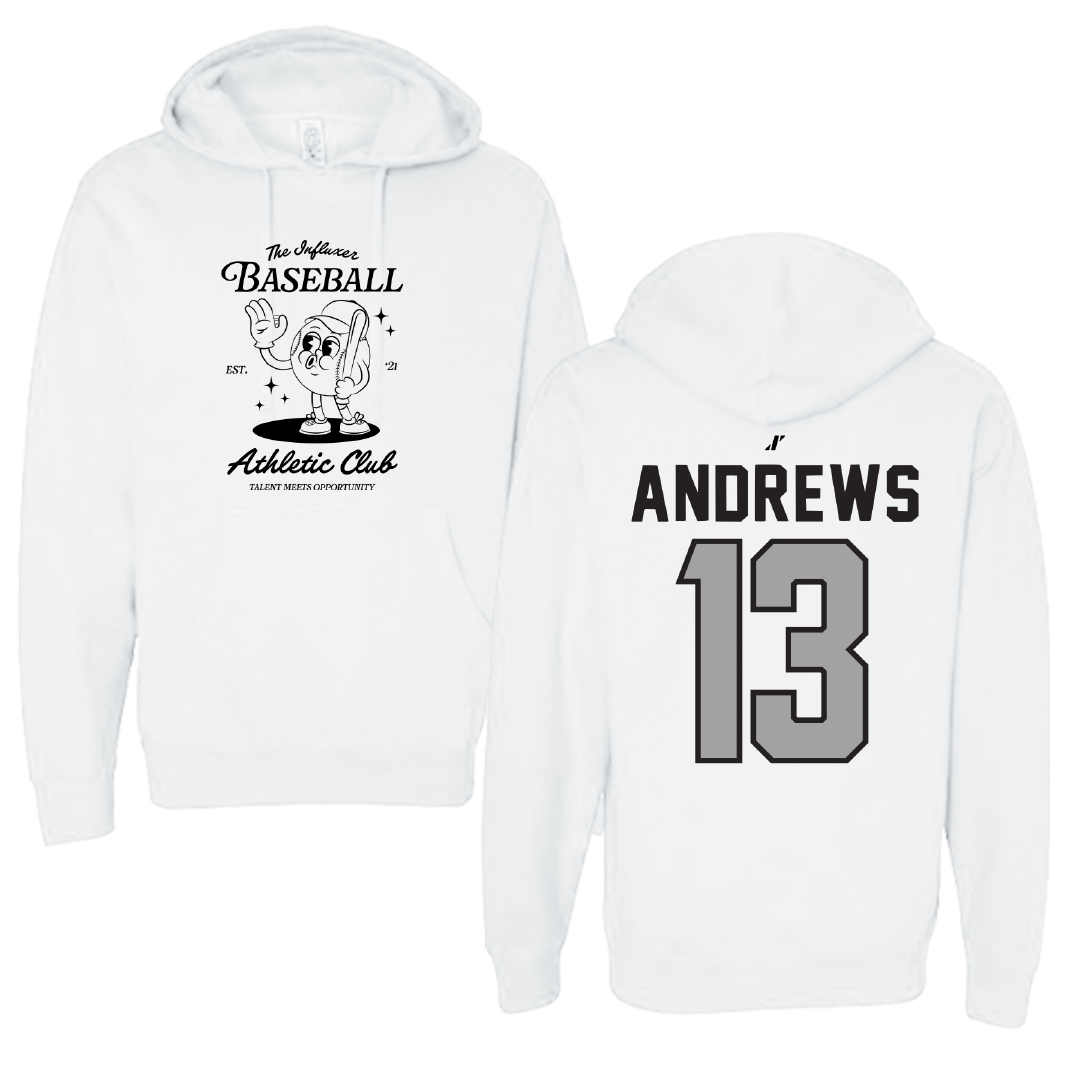 Baseball White Influxer Athletic Club Hoodie - #13 Steven Andrews