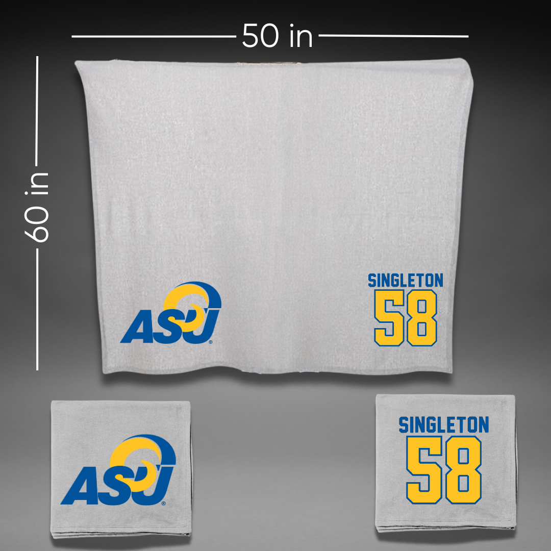 Angelo State University Football Gray Blanket - #58 Kobe Singleton