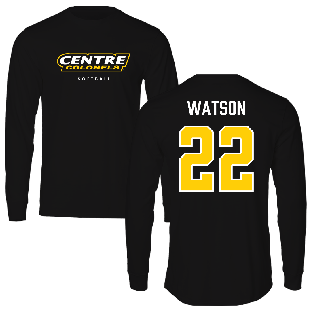 Centre College Softball Black Performance Long Sleeve - #22 Hailey Watson