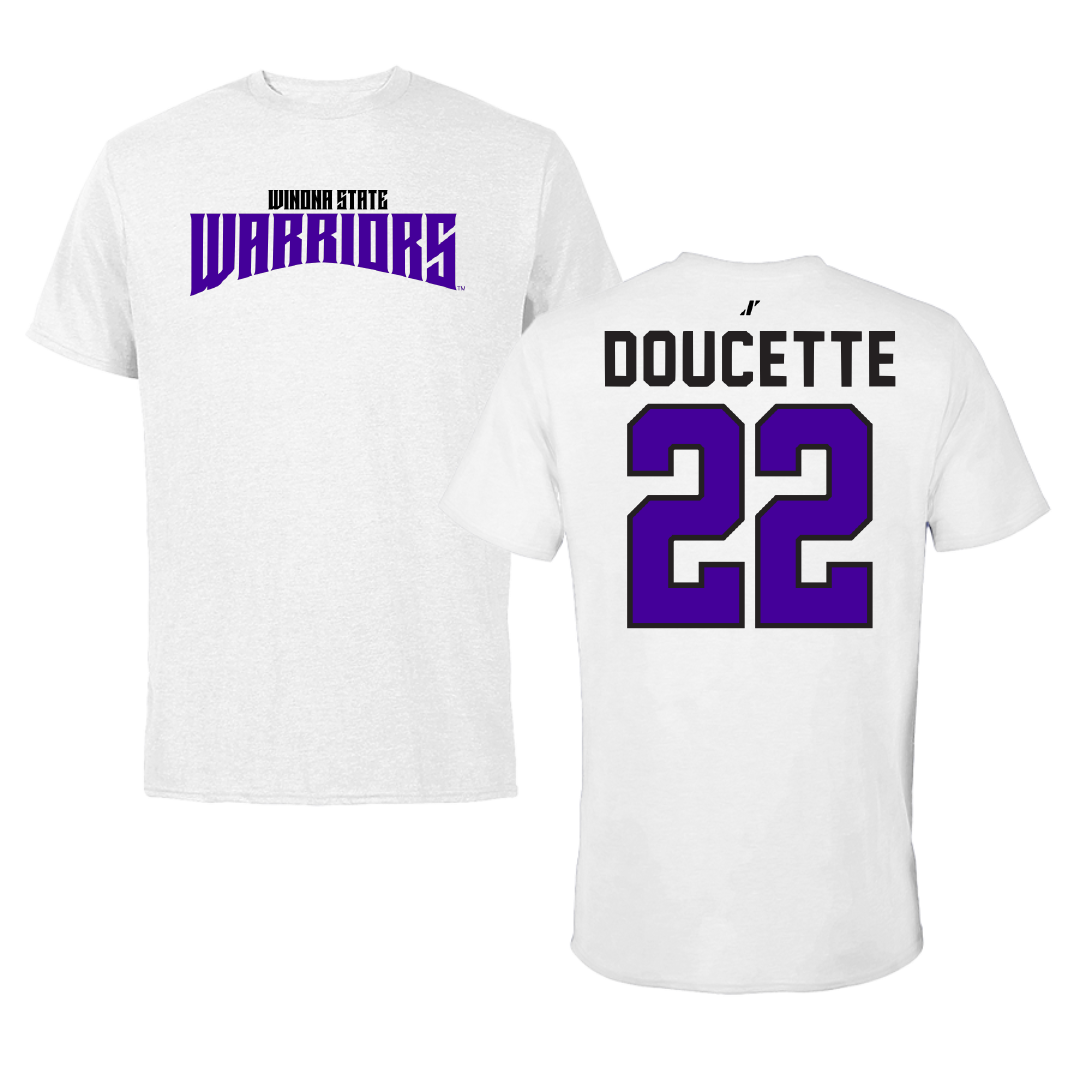 Winona State University Football White Classic Tee - #22 Ethan Doucette
