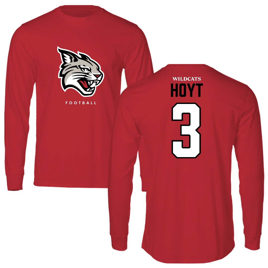 Davidson College Football Red Mascot Performance Long Sleeve - #3 Ivan Hoyt