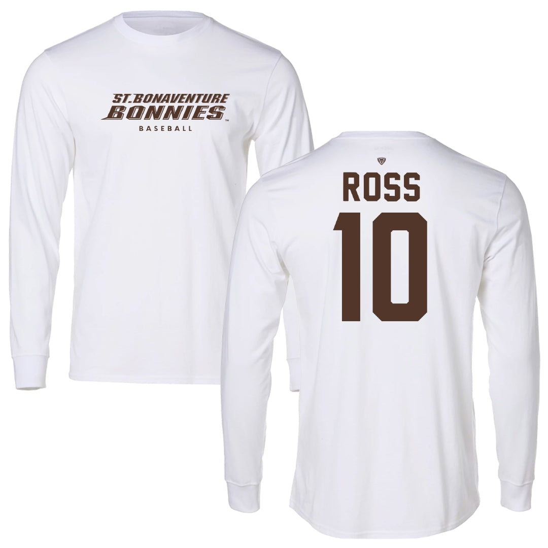 St. Bonaventure University Baseball White Performance Long Sleeve - #10 Jaxson Ross