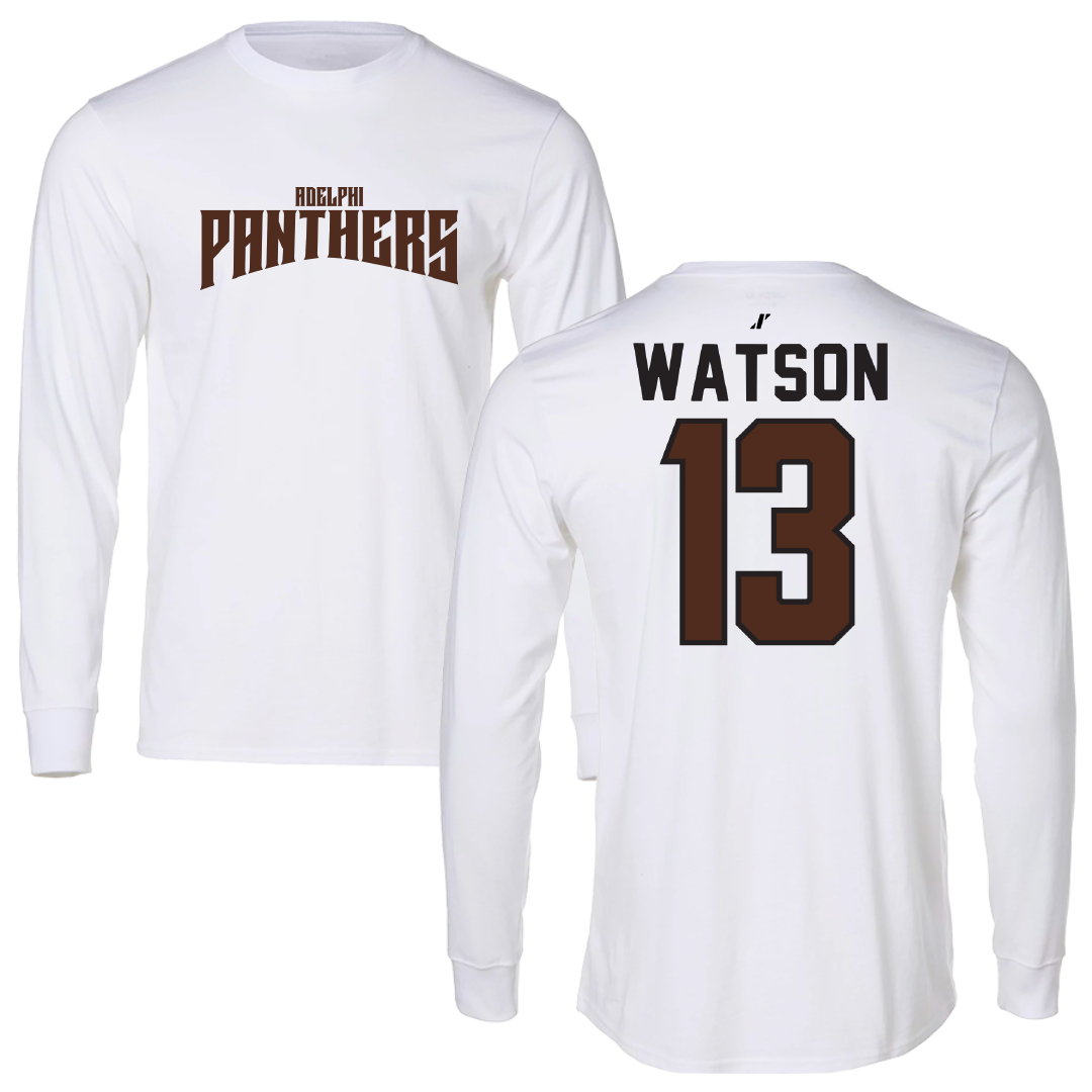 Adelphi University Soccer White Classic Performance Long Sleeve - #13 Andrew Watson