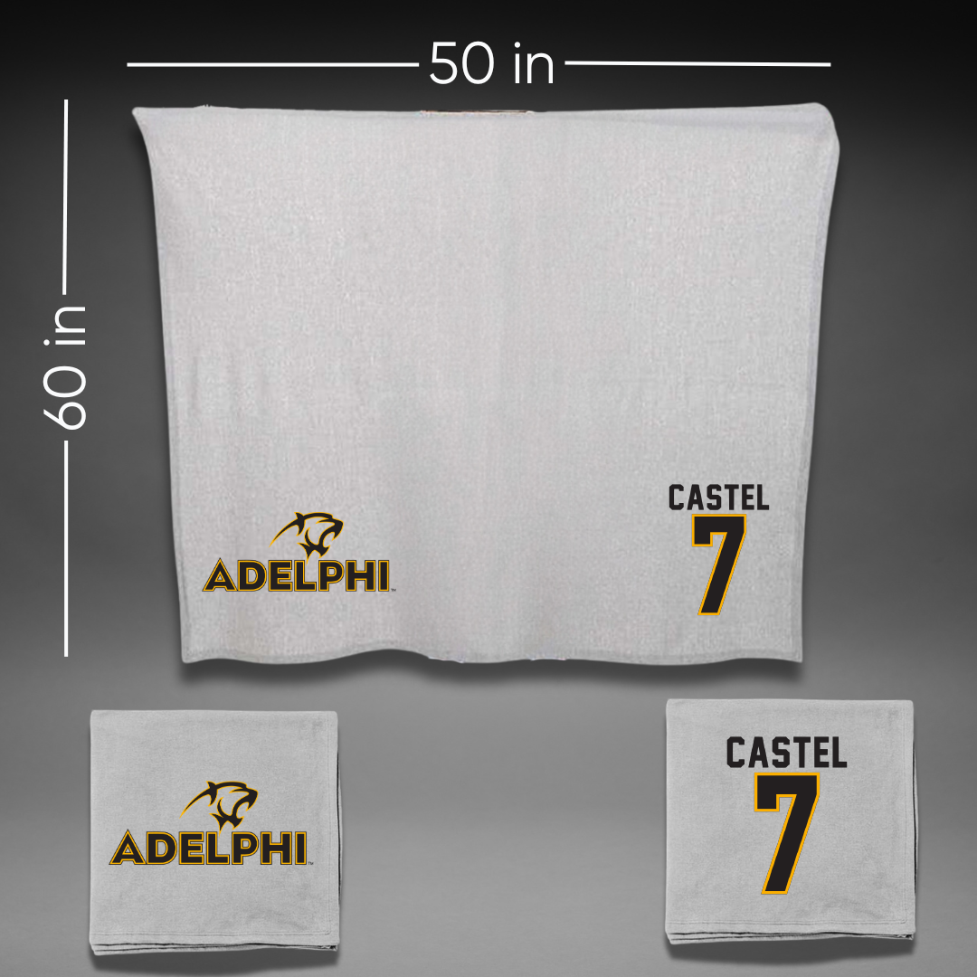 Adelphi University Soccer Gray Blanket - #7 Victor Castel