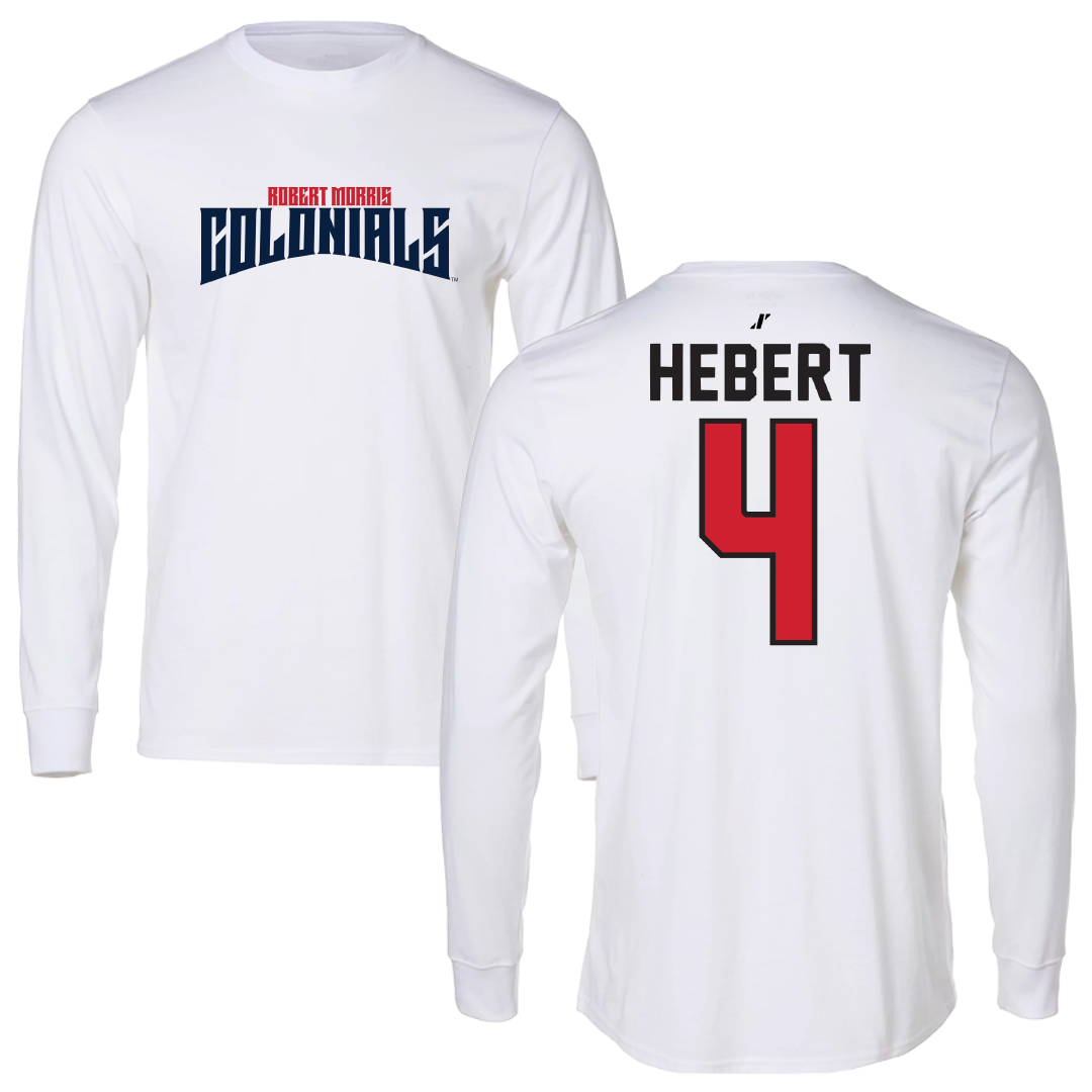 Robert Morris University Ice Hockey White Classic Performance Long Sleeve - #4 Allyson Hebert