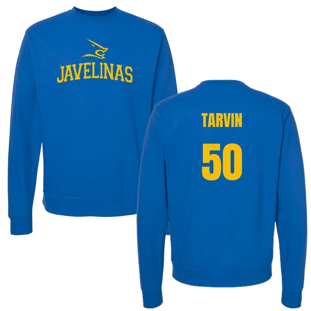 Texas A&M University-Kingsville Football Blue Crewneck - #50 Joe Tarvin