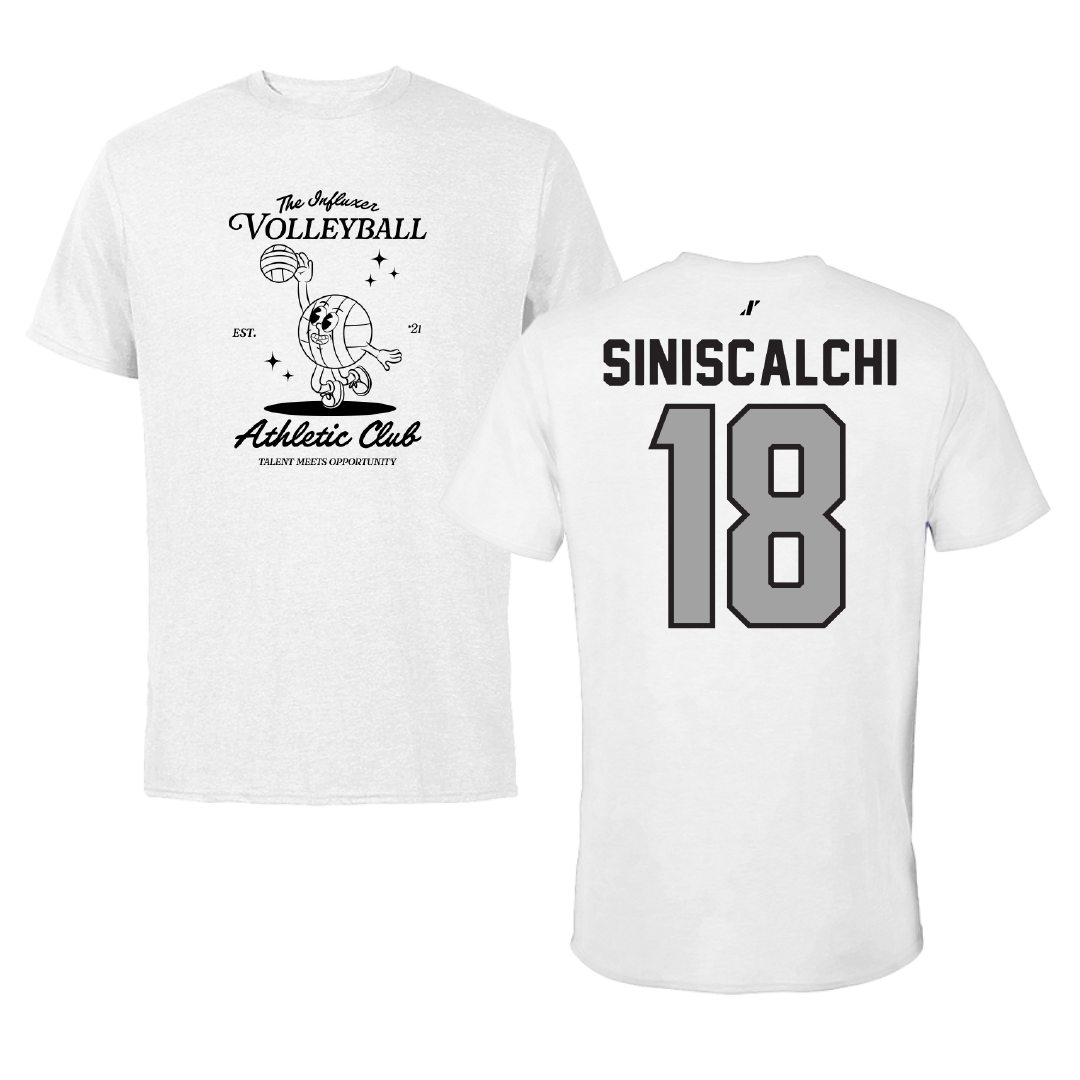 Volleyball White Influxer Athletic Club Tee - #18 Emma Siniscalchi