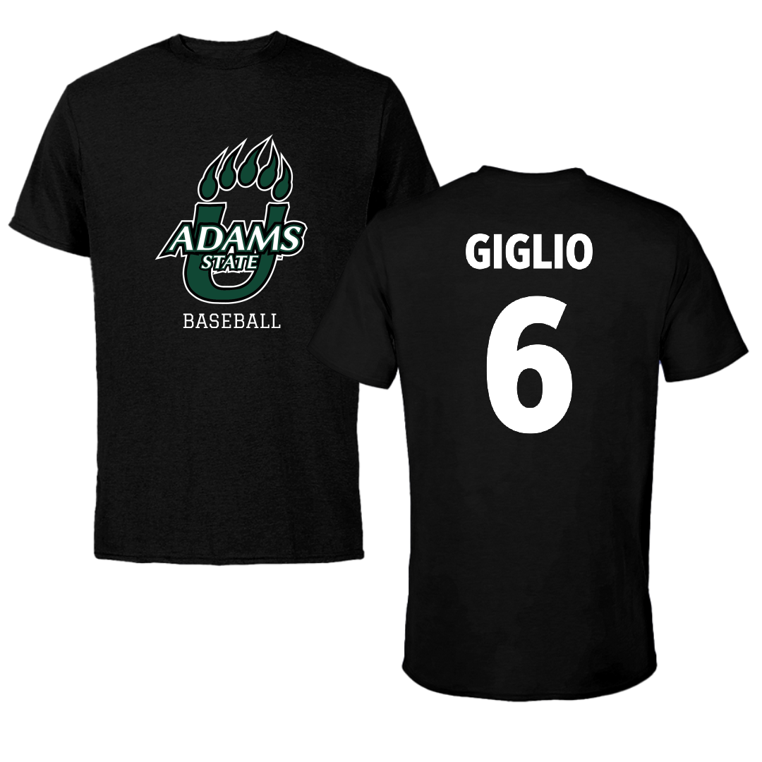 Adams State University Baseball Black State Performance Tee - #6 Paul Giglio