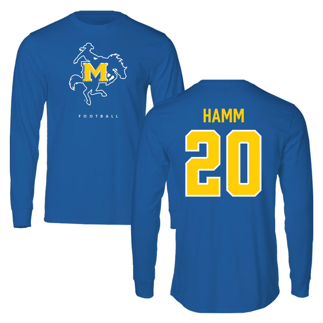 McNeese State University Football True Royal Performance Long Sleeve - #20 Coleby Hamm