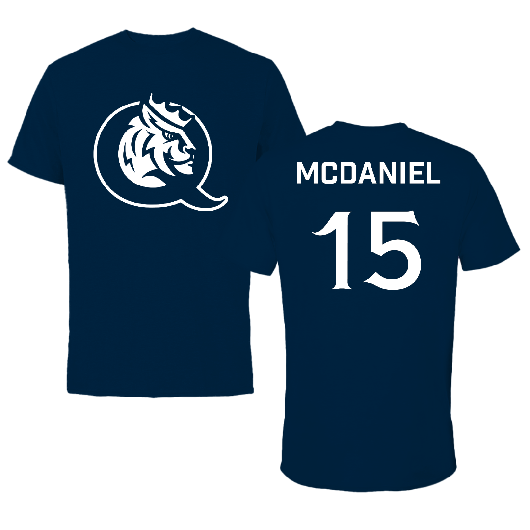 Queens University of Charlotte Lacrosse Navy Mascot Performance Tee - #15 Ryan McDaniel