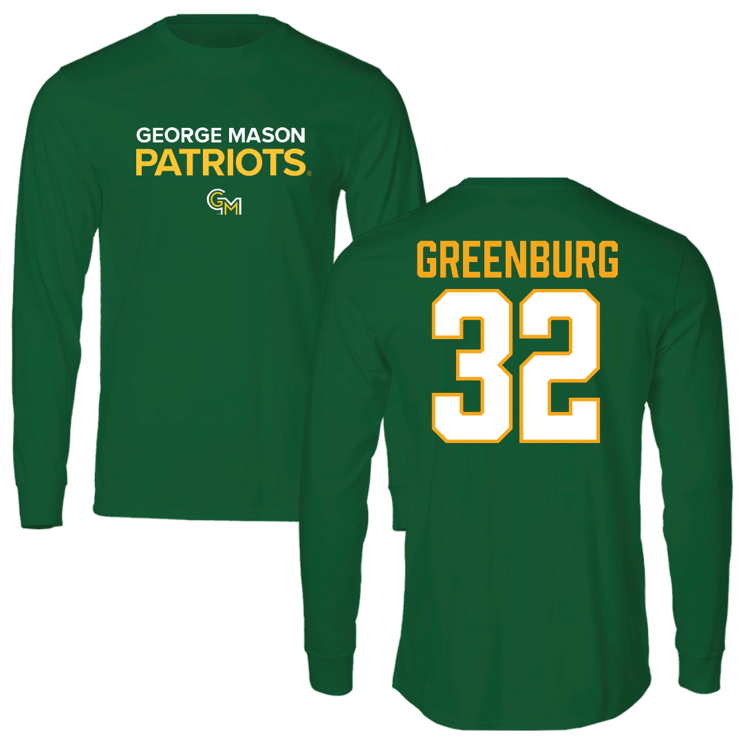 George Mason University Basketball Green Performance Long Sleeve - #32 Page Greenburg