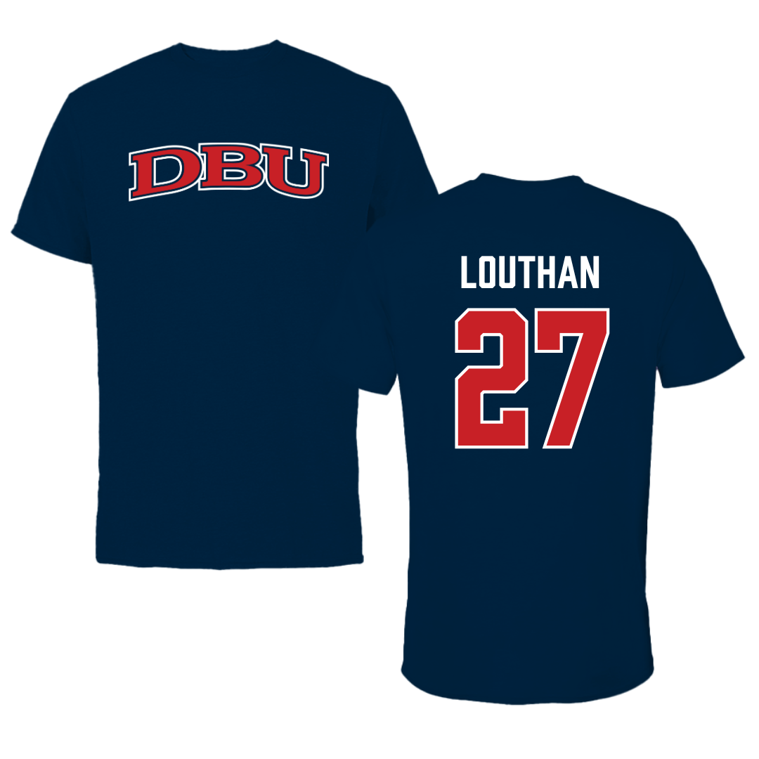 Dallas Baptist University Soccer Navy DBU Performance Tee - #27 Anne Louthan