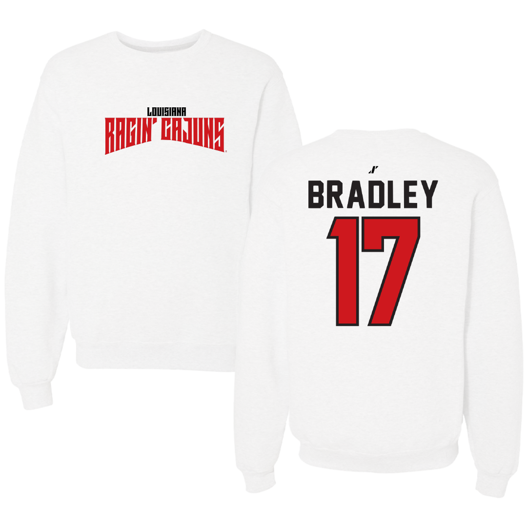 University of Louisiana at Lafayette Soccer White Classic Crewneck - #17 Megan Bradley