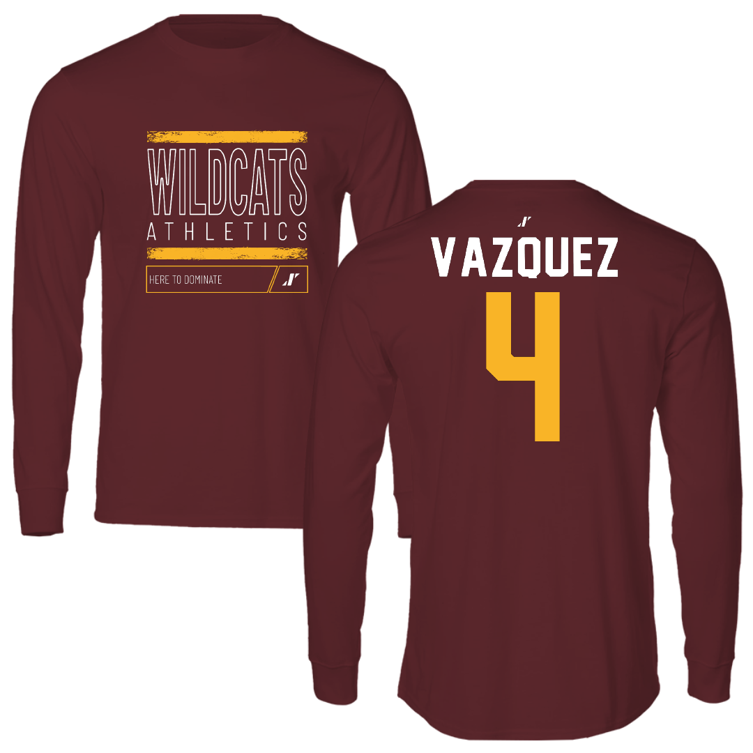 Bethune-Cookman University Baseball Maroon Dominate Long Sleeve - #4 Peter Vazquez