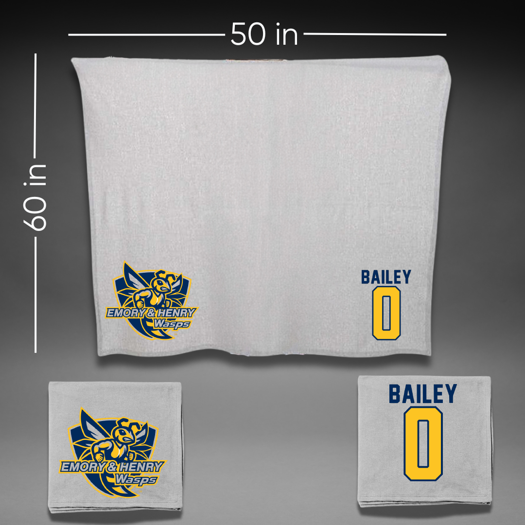 Emory & Henry College Baseball Gray Blanket - #0 Camden Bailey