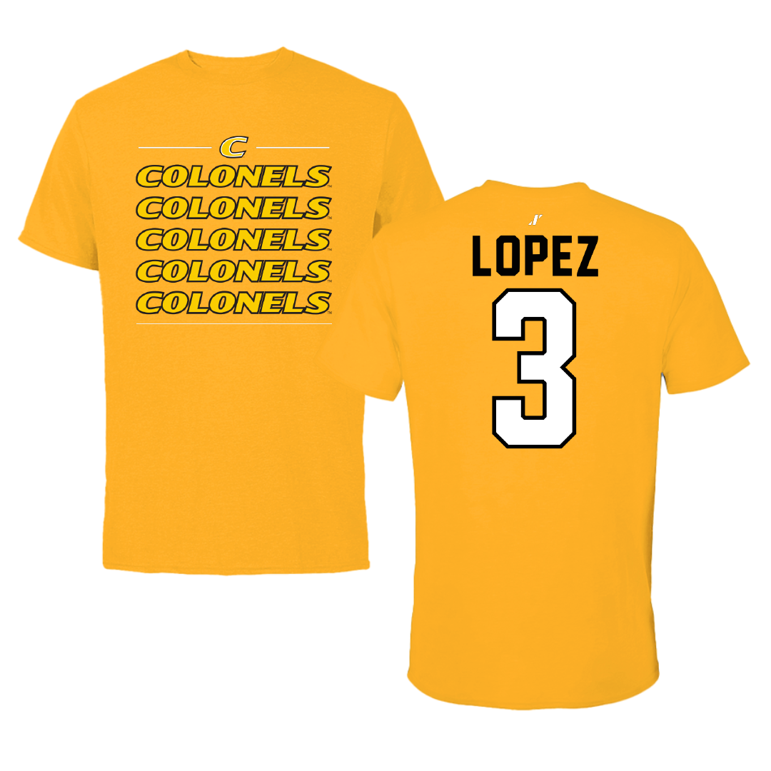 Centre College Baseball Gold General Tee - #3 Aaron Lopez