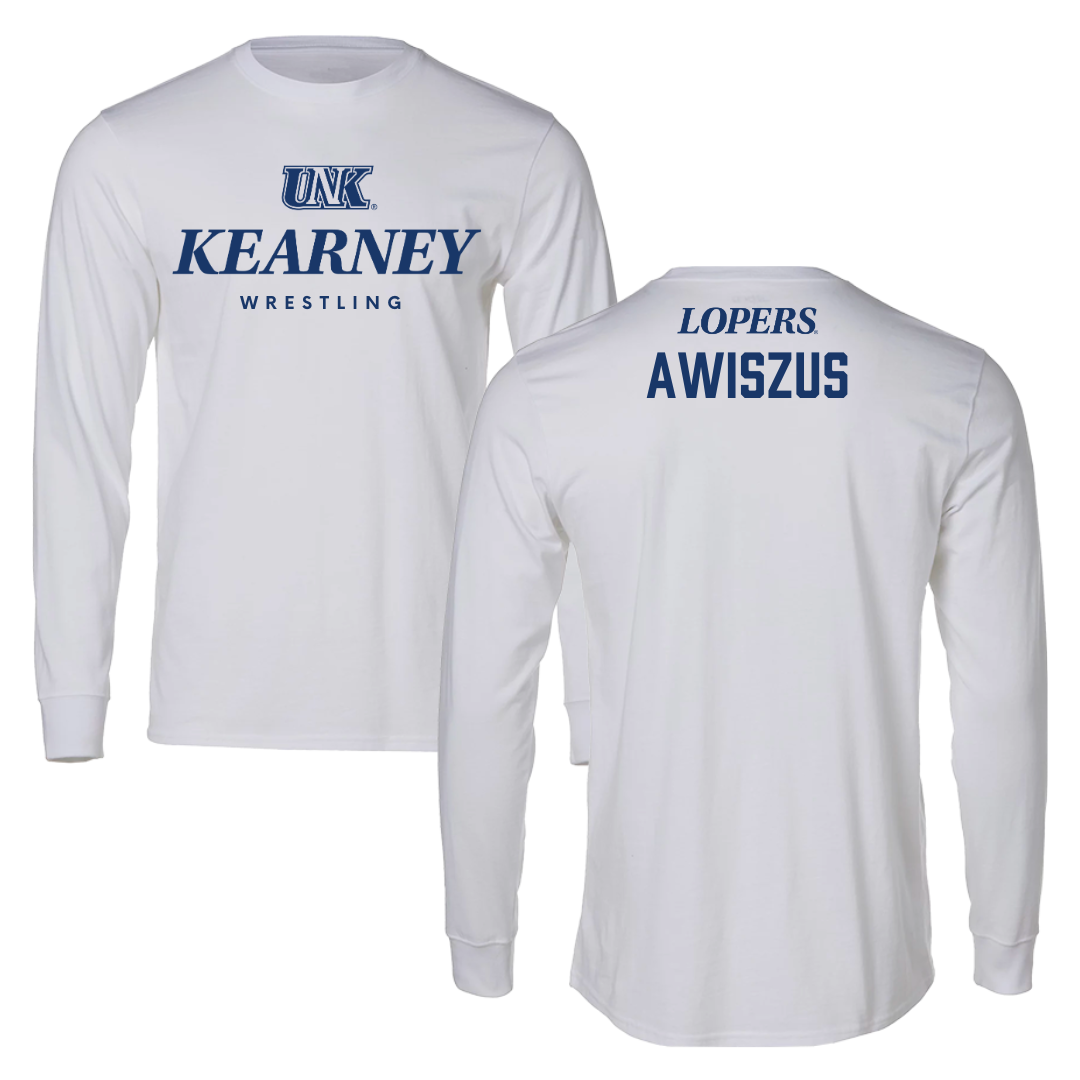 University of Nebraska at Kearney Wrestling White Performance Long Sleeve - Jacob Awiszus