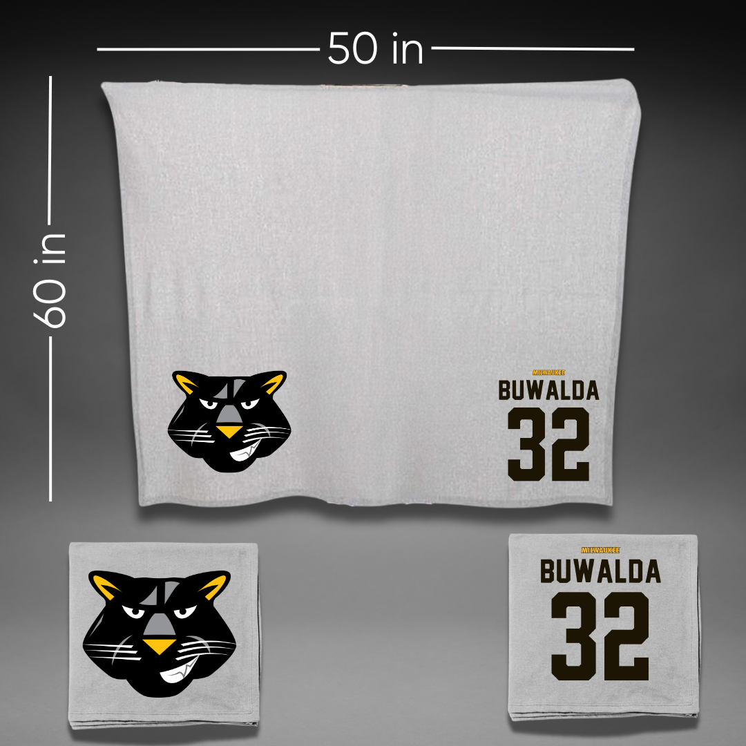 University of Wisconsin-Milwaukee Basketball Gray Blanket - #32 Jorey Buwalda