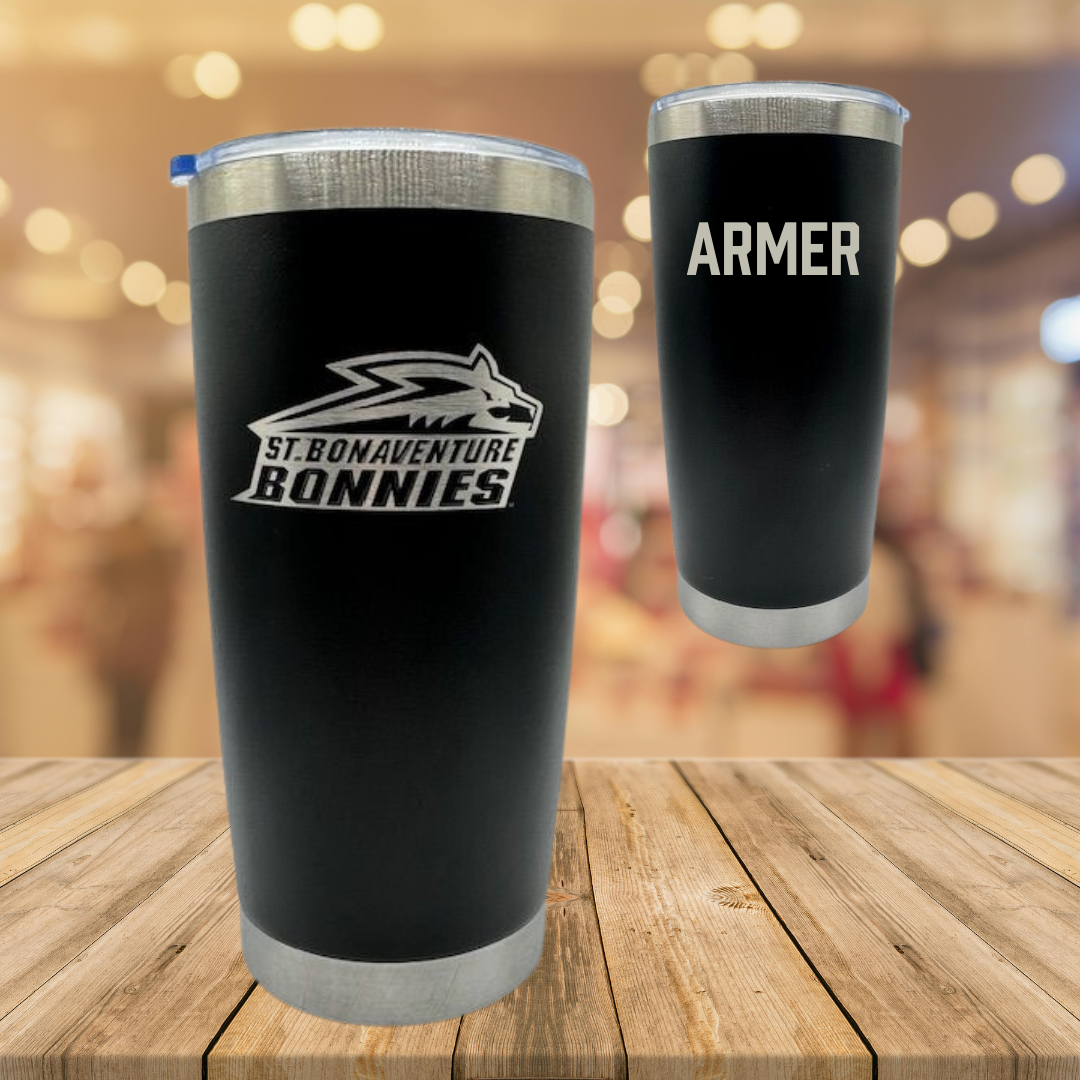 St. Bonaventure University TF and XC Black Stainless Steel Tumbler - Jake Armer