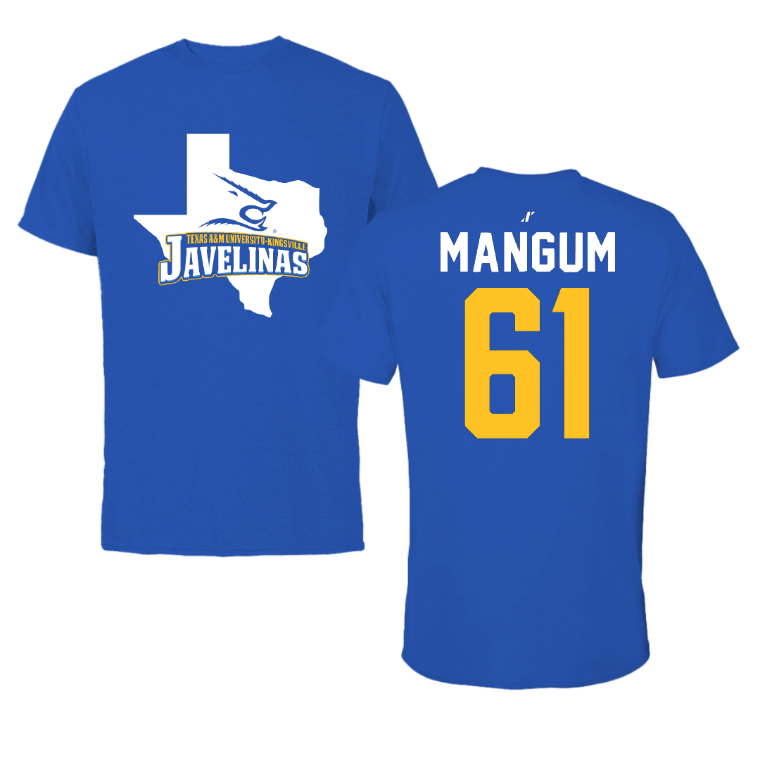 Texas A&M University-Kingsville Football Blue State Tee - #61 Hunter Mangum