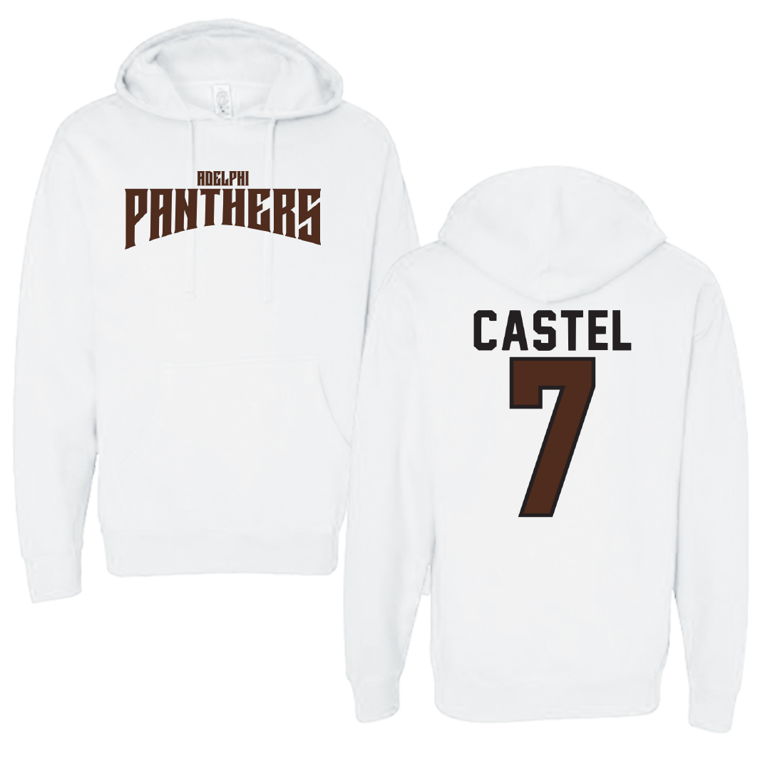 Adelphi University Soccer White Classic Hoodie - #7 Victor Castel