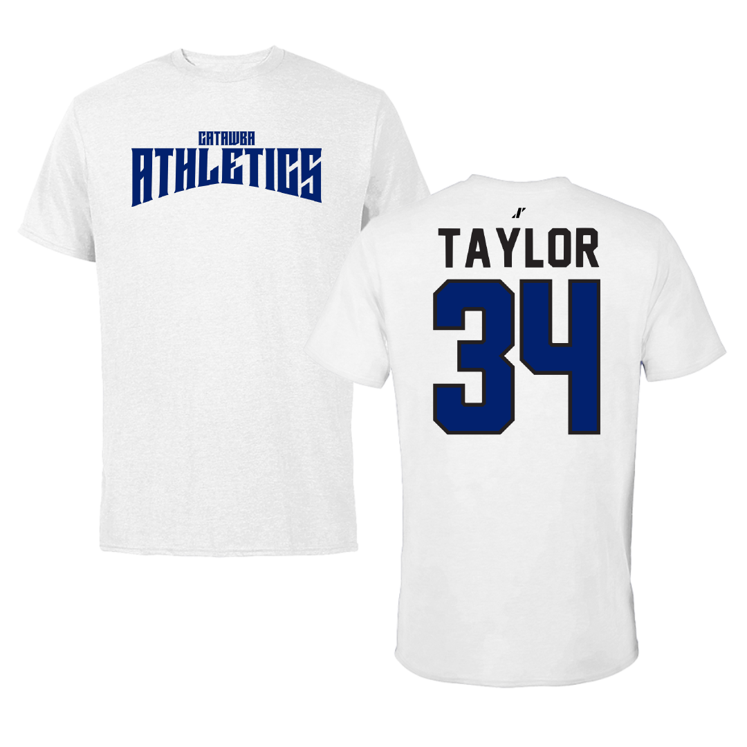 Catawba College Baseball White Classic Performance Tee - #34 Colby Taylor