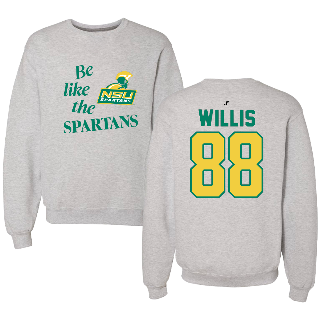 Norfolk State University Football Light Gray Be Like Us Crewneck - #88 Toby Willis