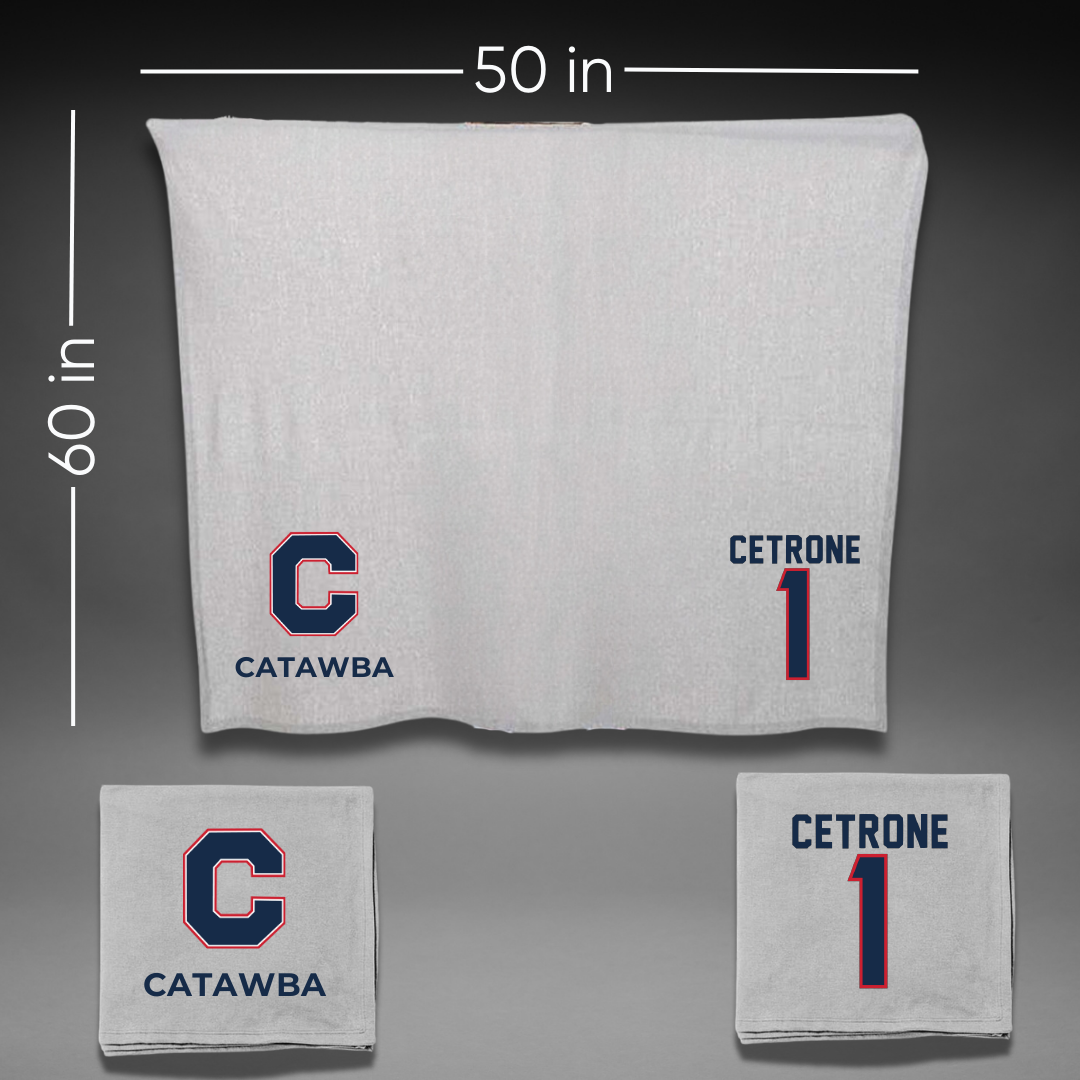 Catawba College Lacrosse Gray Blanket - #1 Frank Cetrone