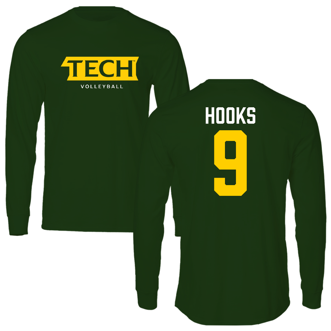 Arkansas Tech University Volleyball Forest Green Long Sleeve - #9 Henley Hooks