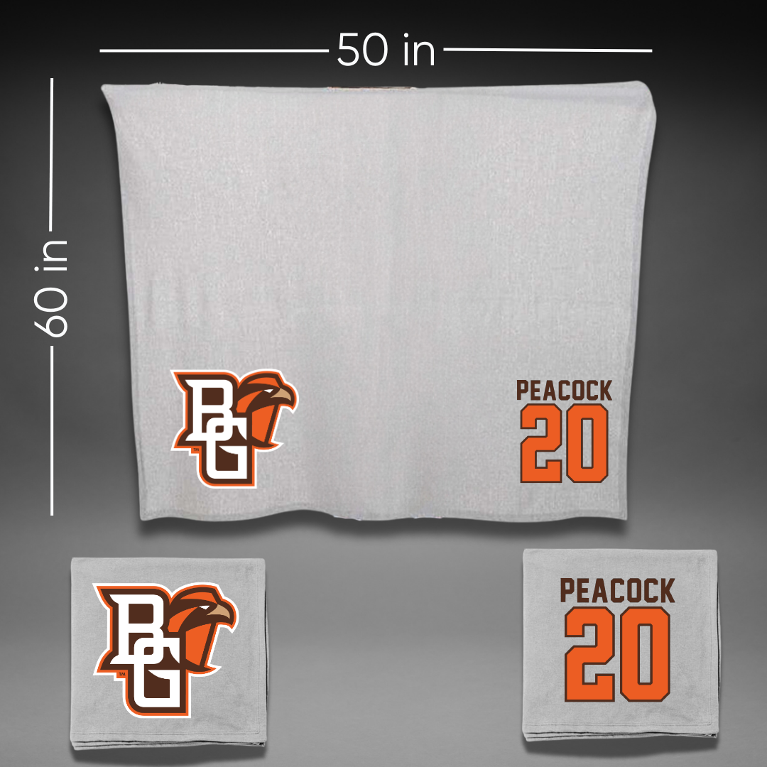 Bowling Green State University Soccer Gray Blanket - #20 Gus Peacock