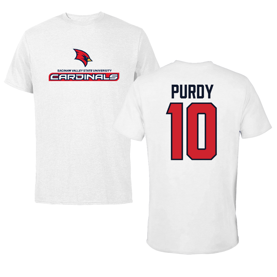 Saginaw Valley State University Softball White Tee - #10 Mya Purdy