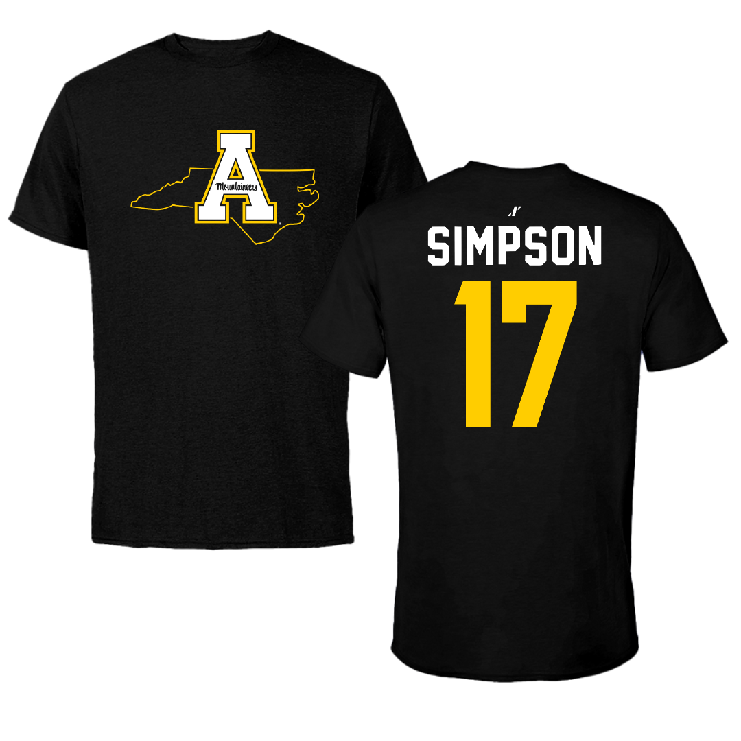 Appalachian State University Softball Black State Tee - #17 Summer Simpson