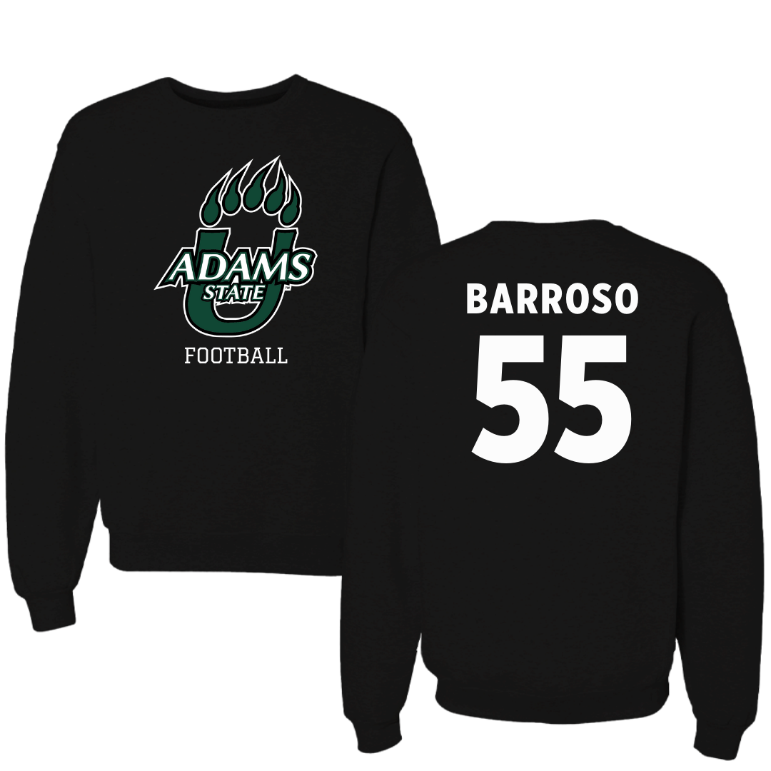 Adams State University Football Black State Crewneck - #55 Diego Barroso