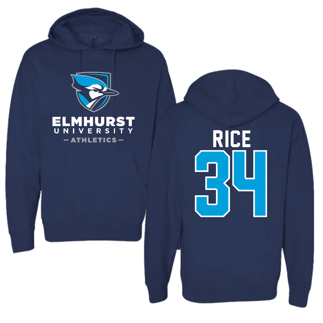 Elmhurst University Softball Navy Hoodie - #34 Clara Rice