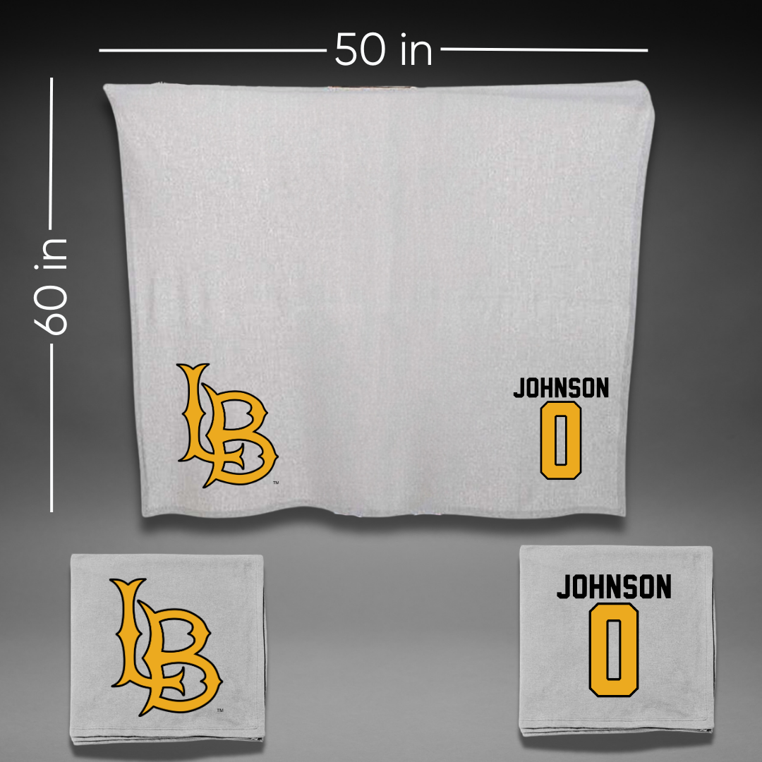 Long Beach State University Basketball Gray Blanket - #0 Austin Johnson