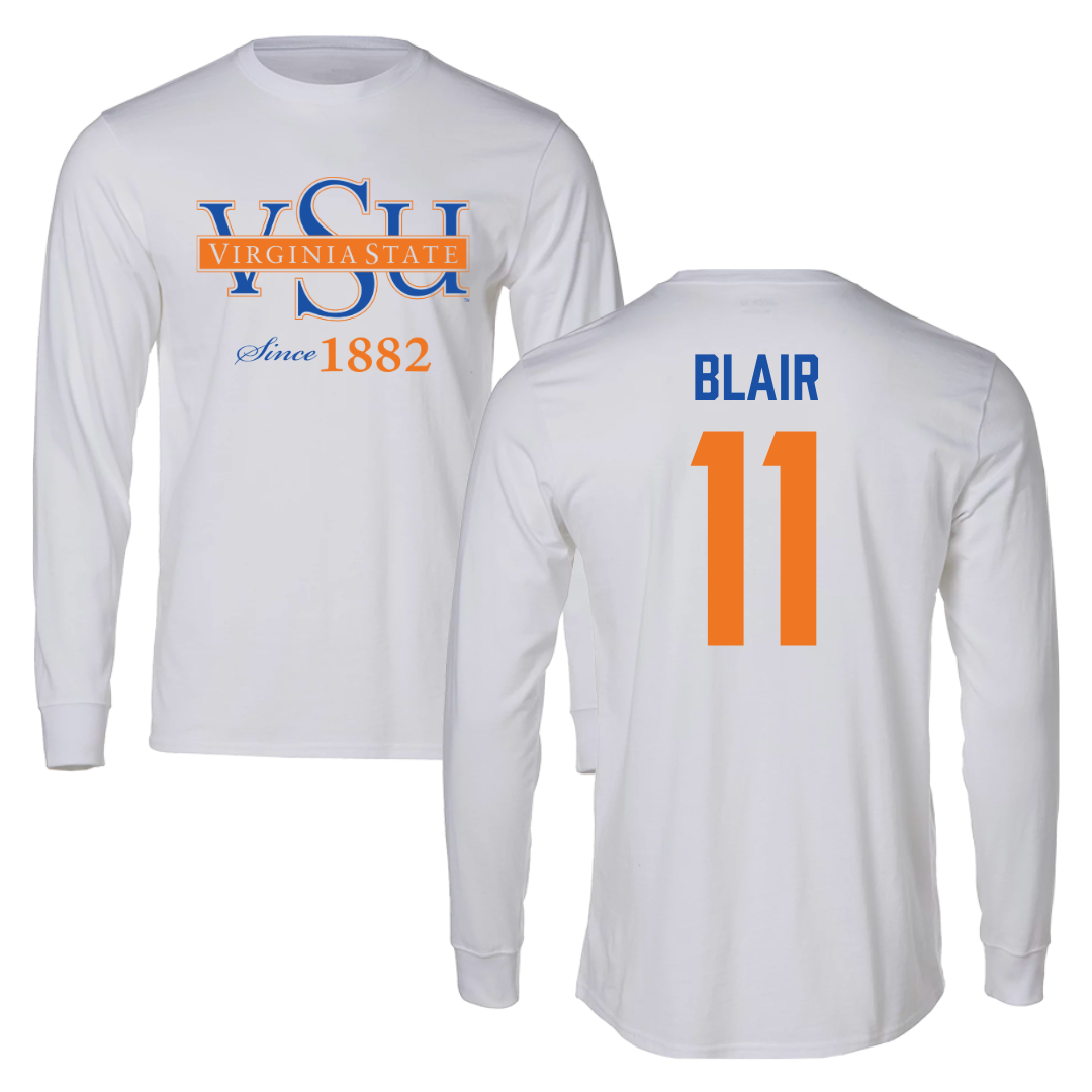 Virginia State University Lacrosse White Performance Long Sleeve - #11 Carrington Blair
