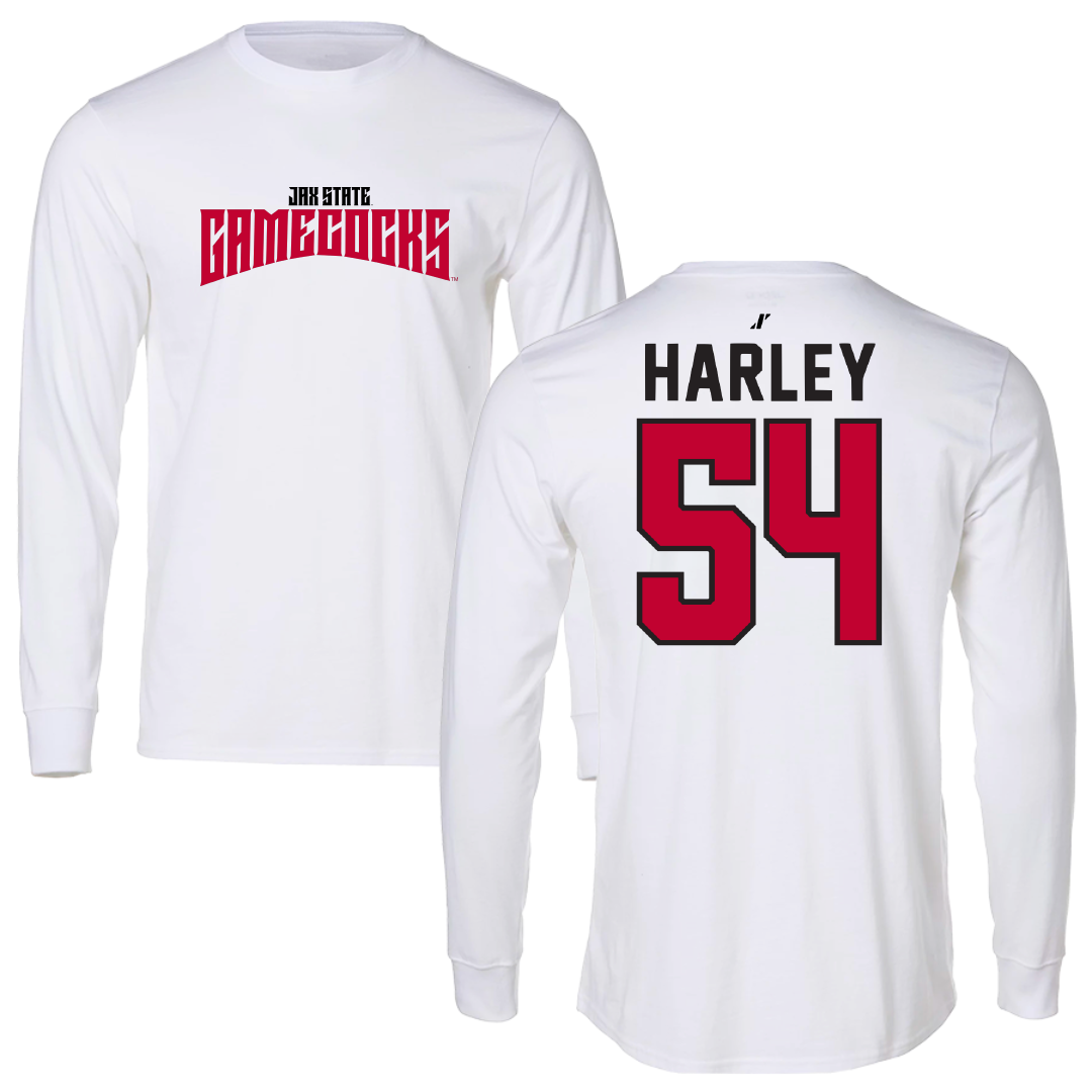 Jacksonville State University Football White Classics Performance Long Sleeve - #54 Daveion Harley