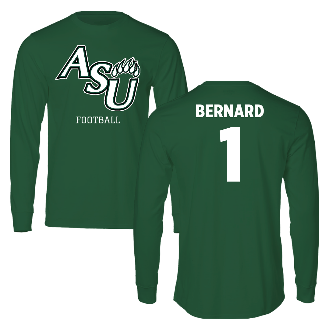 Adams State University Football Forest Green Block Long Sleeve - #1 Ahmed Bernard