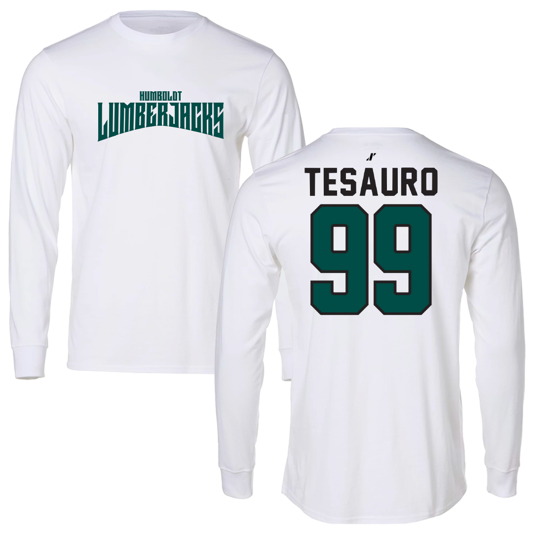 Cal Poly Humboldt Soccer White Classic Long Sleeve - #99 Noah Tesauro