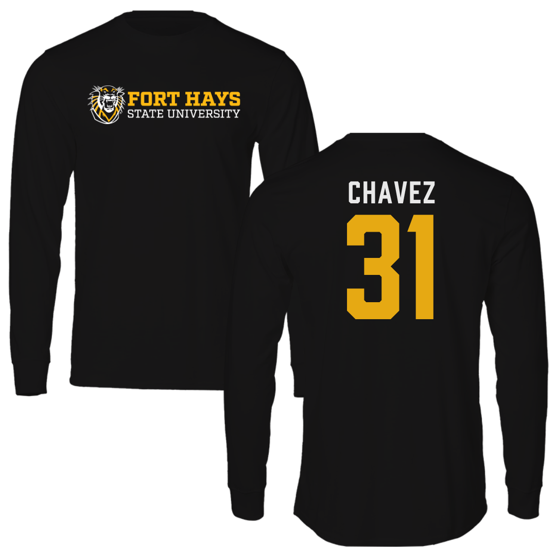 Fort Hays State University Baseball Black Performance Long Sleeve - #31 Brandon Chavez