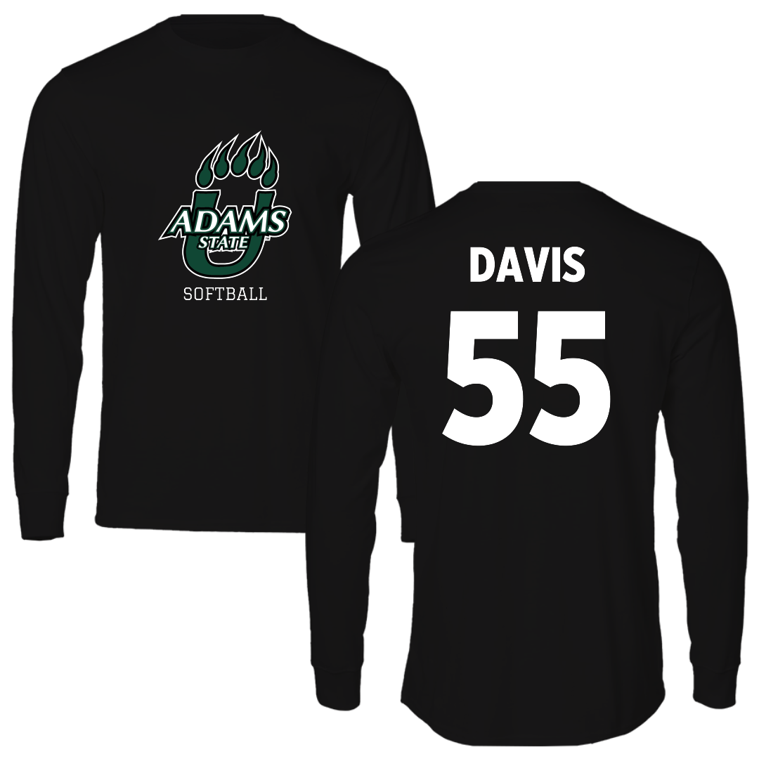 Adams State University Softball Black State Long Sleeve - #55 Aubree Davis