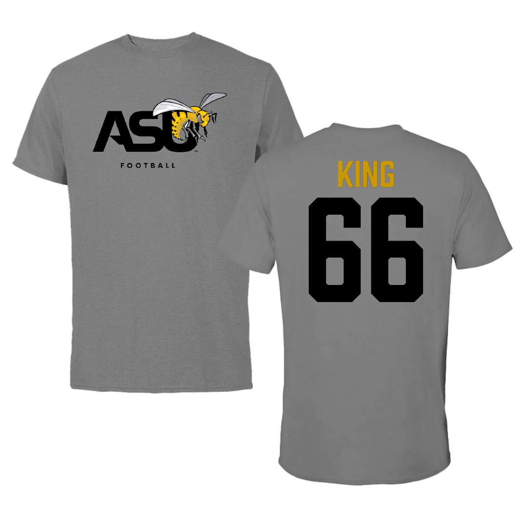 Alabama State University Football Dark Gray Tee - #66 Darrius King