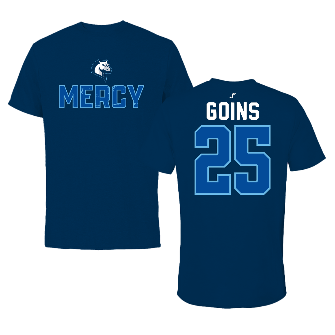 Mercy University Baseball Navy General Tee - #25 Kolongi Goins
